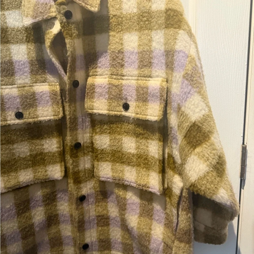Zara Shirt Jacket Womens S-M Oversized Relaxed Shacket Over Shirt Outdoor Coat